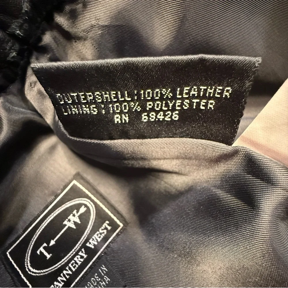 Tannery West Black Genuine Leather High Rise Flare Pants 34” Inseam Size 12 - Picture 10 of 12